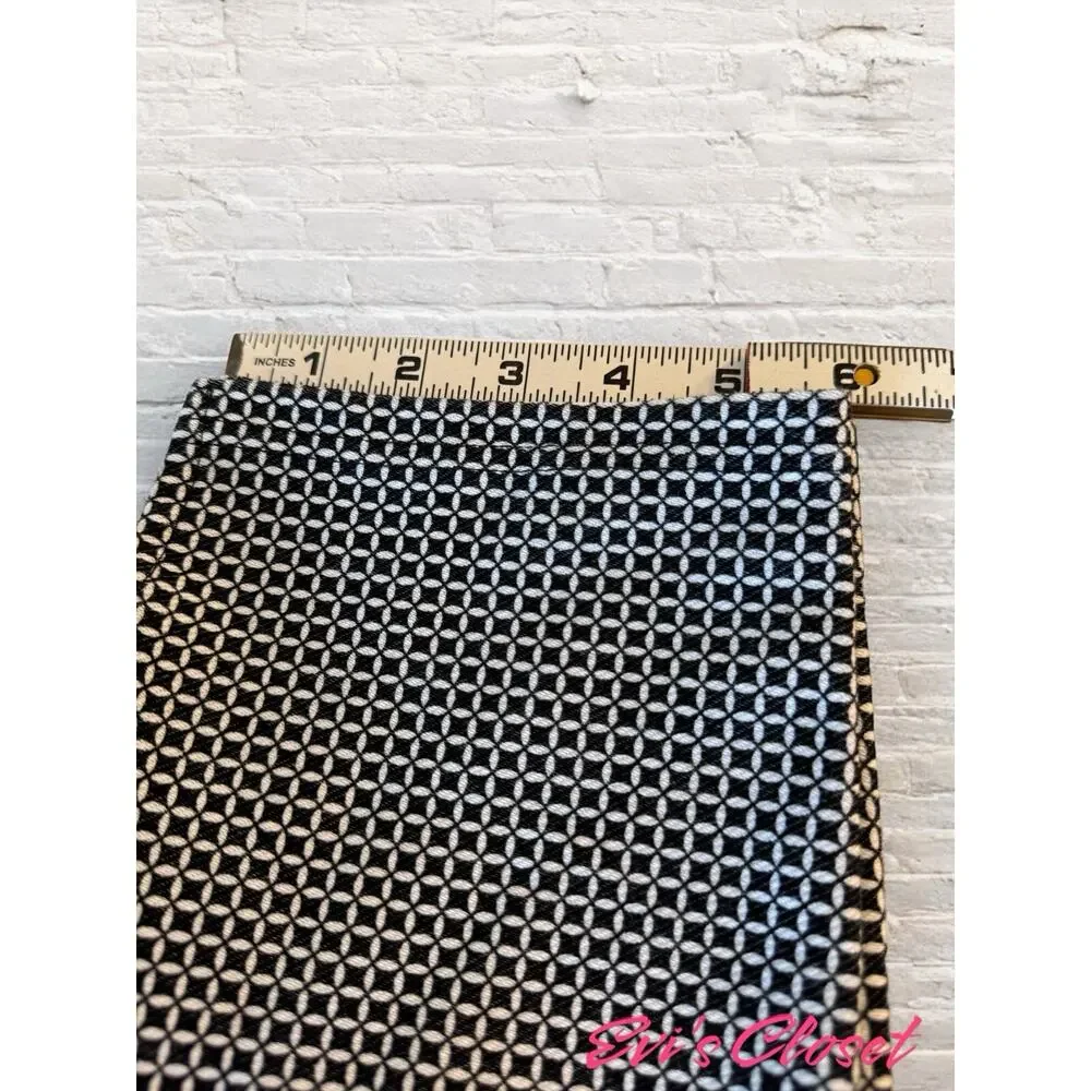 MICHAEL KORS Women's Pants Trousers Black White Geometric Print Square Size L
